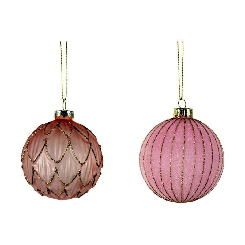 Endon Blush Glitter Band Assorted Baubles (S/6) 80mm Dia -...