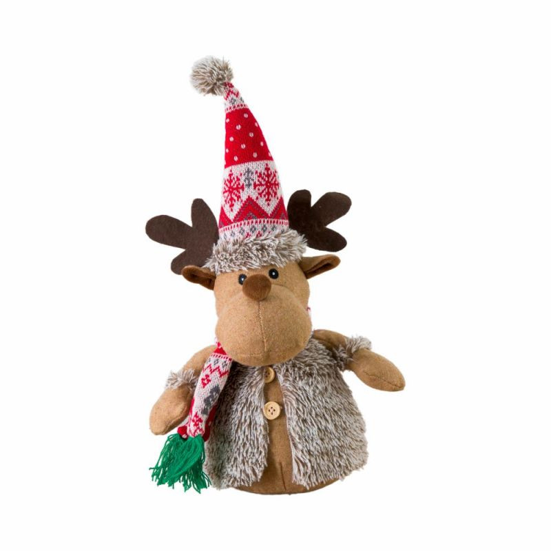Endon Reindeer Fairisle Hat Doorstop Brown - ED-5059413443...