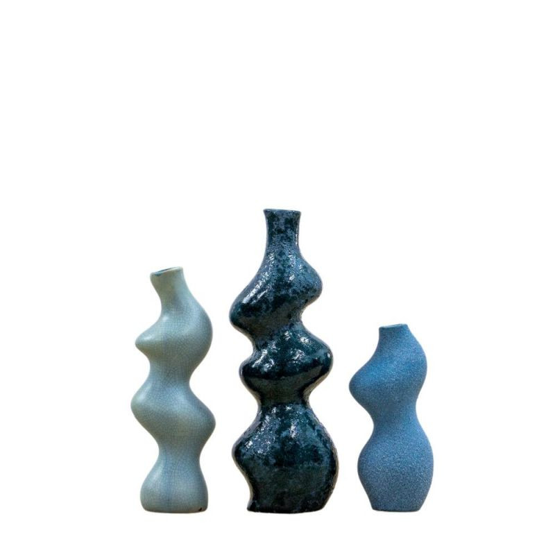 Endon Saburo Vase Large Set of 3 Blue - ED-5059413677397