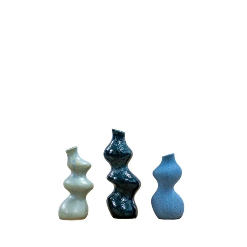 Endon Saburo Vase Medium Set of 3 Blue - ED-5059413677403