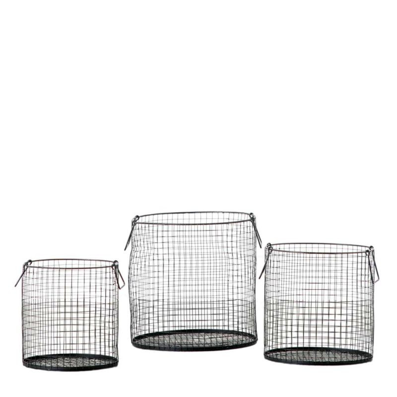 Endon Foster Wire Baskets (Set of 3) Black 370x370x370mm -...
