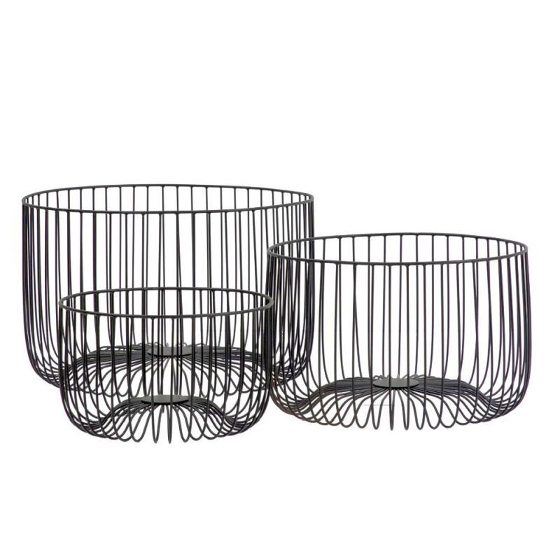 Endon Barker Wire Baskets (Set of 3) Black 460x460x290mm -...