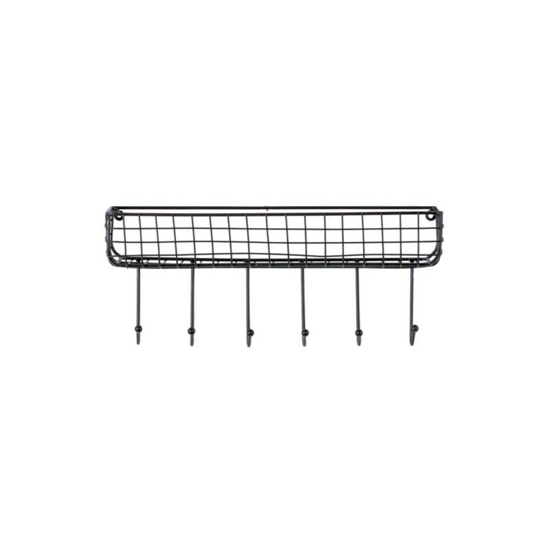 Endon Ashby Wire Shelf W/6 Hooks Black 400x130x170mm - ED-...