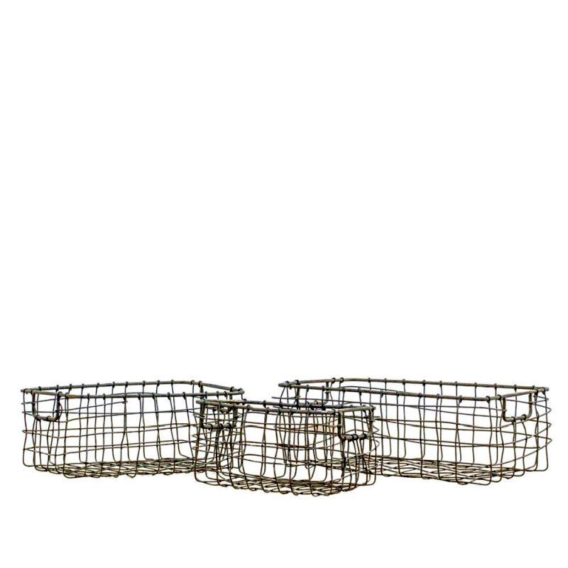Endon Mini Wire Baskets (S/3) Antique Grey 235x150mm - ED-...
