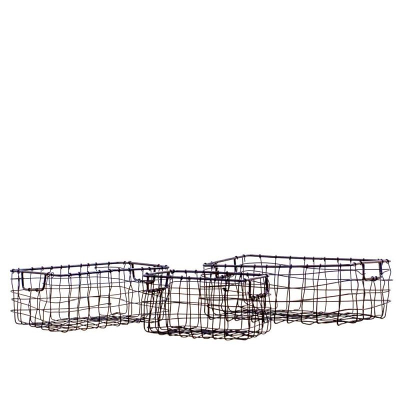 Endon Mini Wire Baskets (Set of 3) Black 235x150mm - ED-50...