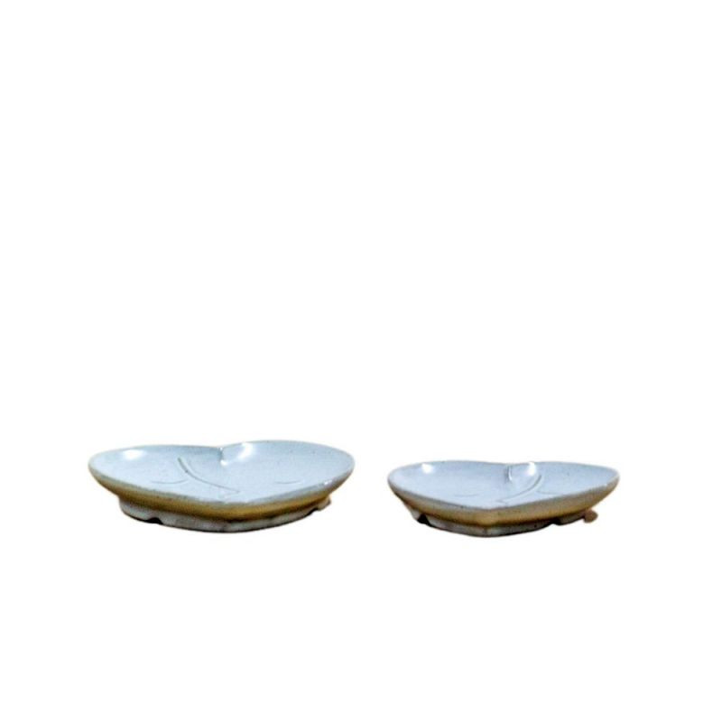 Endon Amore Dish (Set of 2) Porcelain Grey 135x125x25mm - ...