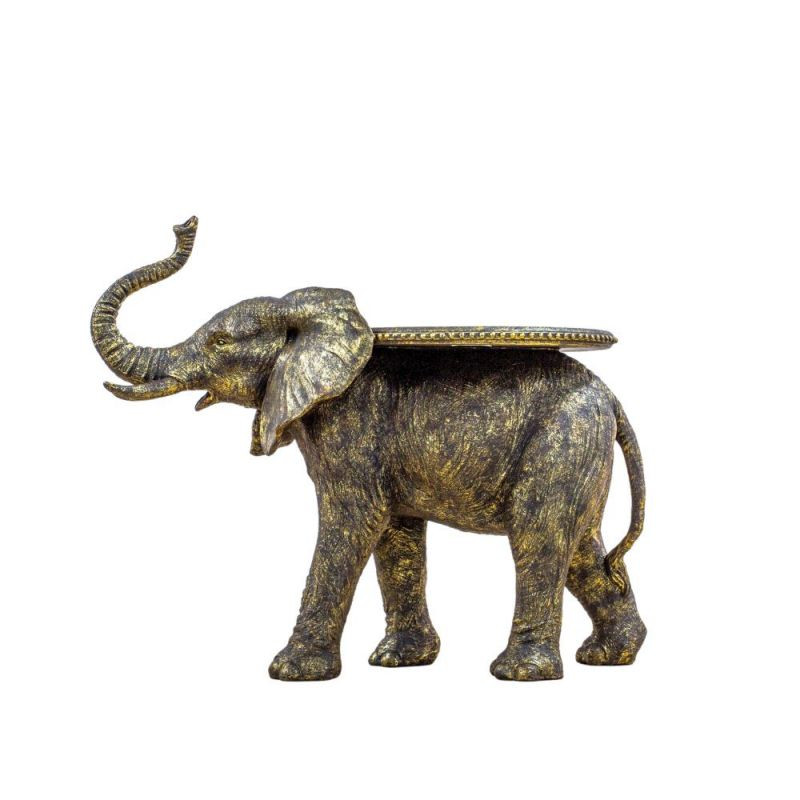 Endon Elephant Plant Stand Antique Gold 555x285x455mm - ED...