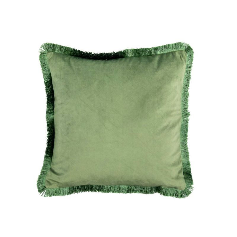 Endon Velvet Fringed Cushion Green 430x430mm (2pk) - ED-50...