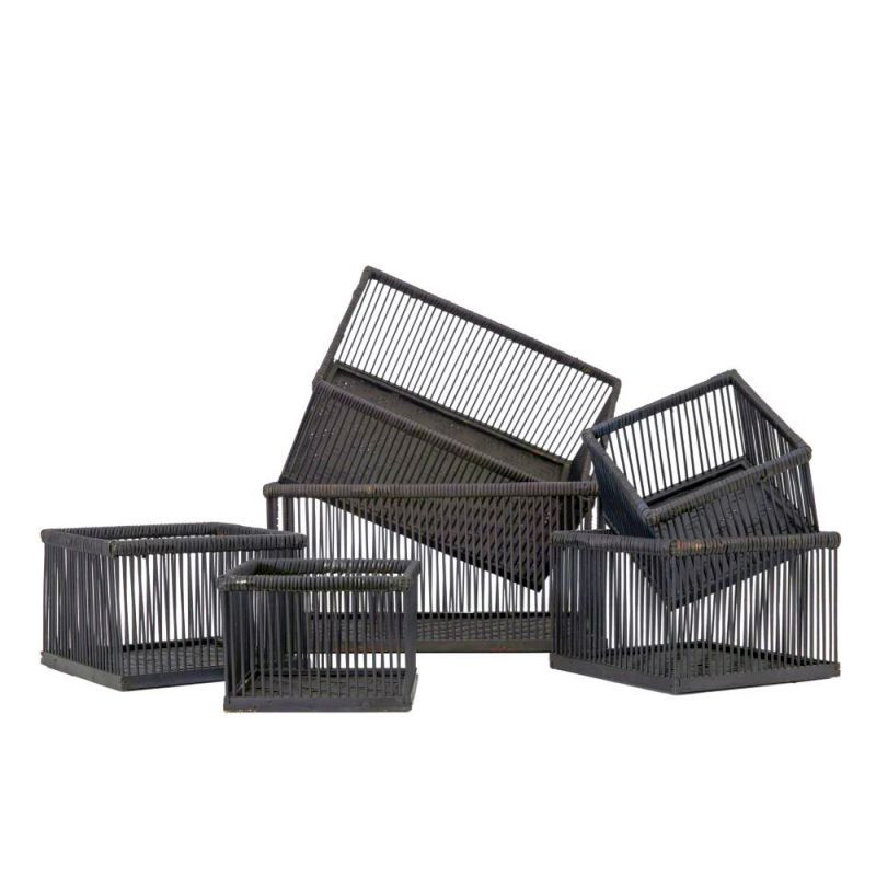 Endon Timur Baskets Set of 6 Black 390x300x200mm - ED-5059...
