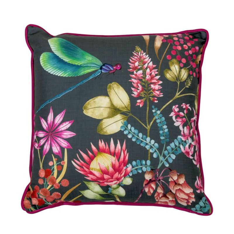 Endon Heritage Dragonfly Scene Cushion Teal 550x550mm - ED...