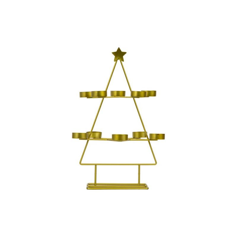 Endon Xmas Tree Tealight Holder x10 Gold 250x245x380mm - E...