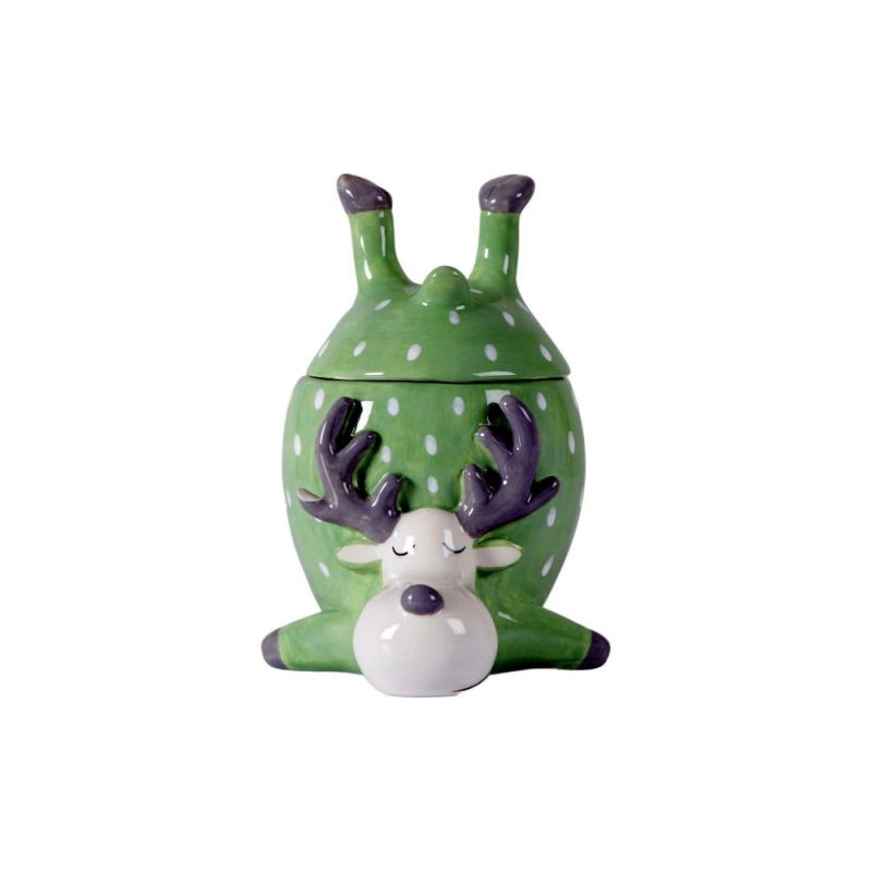 Endon Reindeer Pot with Lid Green 145x125x175mm - ED-50594...