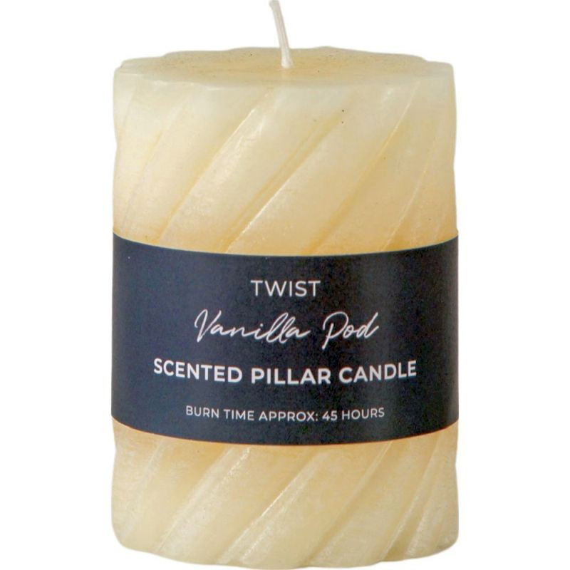 Endon Vanilla Pillar Candle Twist Ivory (2pk) D75x100mm - ...