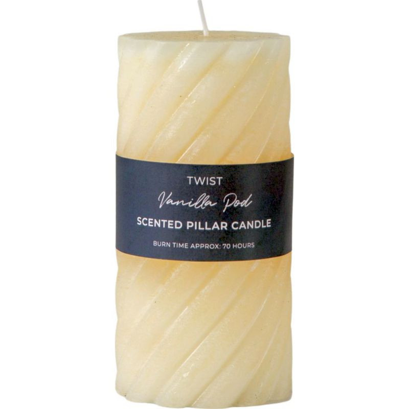 Endon Vanilla Pillar Candle Twist Ivory (2pk) D75x150mm - ...