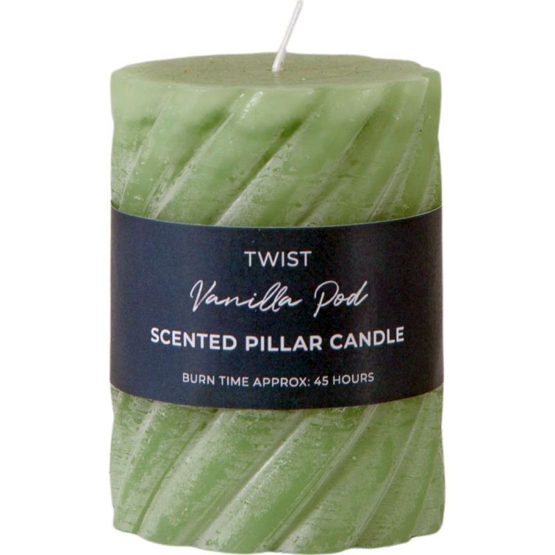 Endon Vanilla Pillar Candle Twist Sage (2pk) D75x100mm - E...
