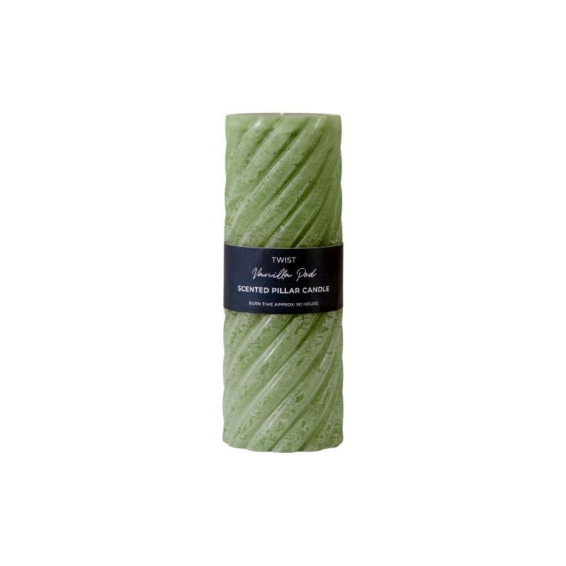 Endon Vanilla Pillar Candle Twist Sage (2pk) D75x200mm - E...