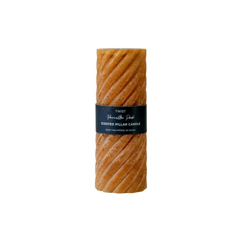 Endon Vanilla Pillar Candle Twist Amber (2pk) D75x200mm - ED-5059413757211