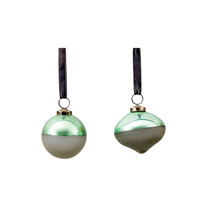 Endon Bella Assorted Bauble Green/Frost (Set of 6) D80mm -...