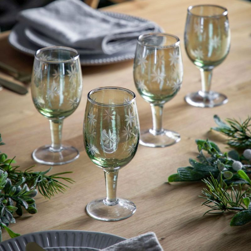 Endon Starry Wine Glass Green Lustre (4pk) 70x70x160mm - E...