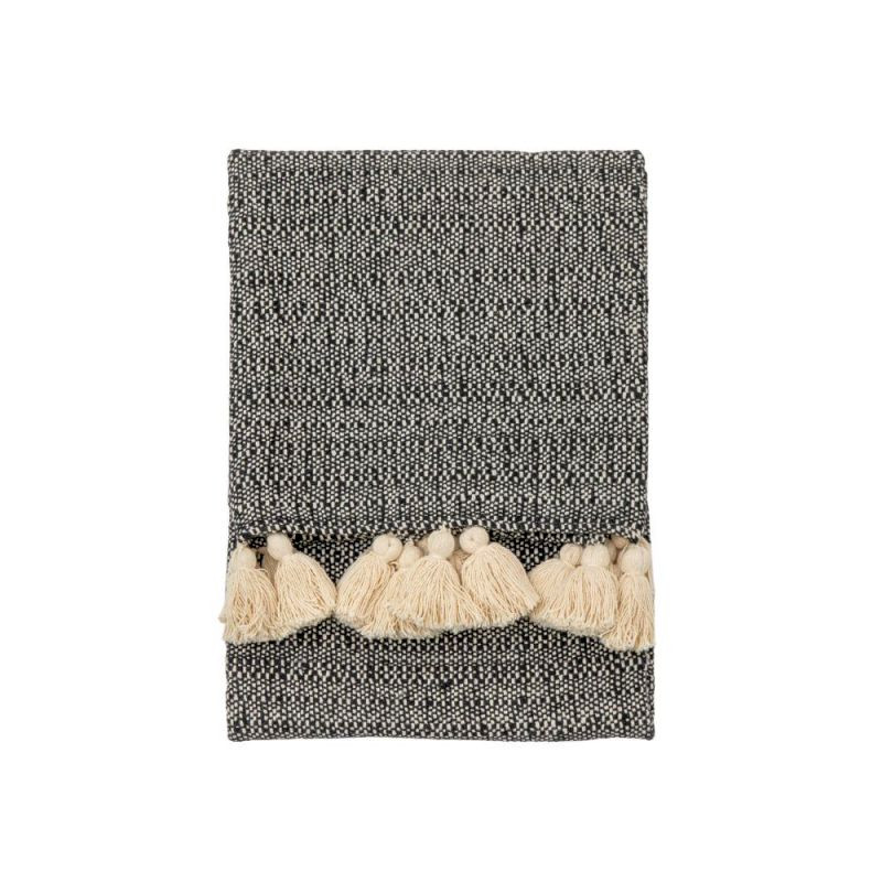 Endon Woven Throw with Tassels Black 1300x1700mm - ED-5059...