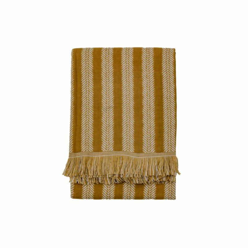 Endon Jacquard Weave Throw with Fringe Ochre 1300x1700mm -...