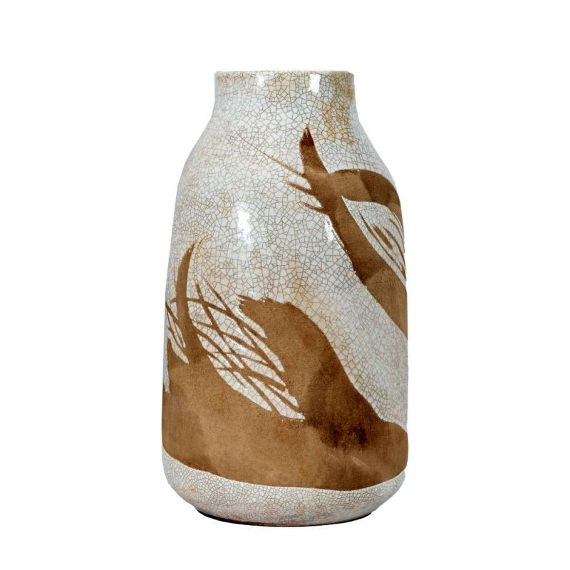 Endon Goya Vase Large Reactive White Brown 190x190x330mm -...