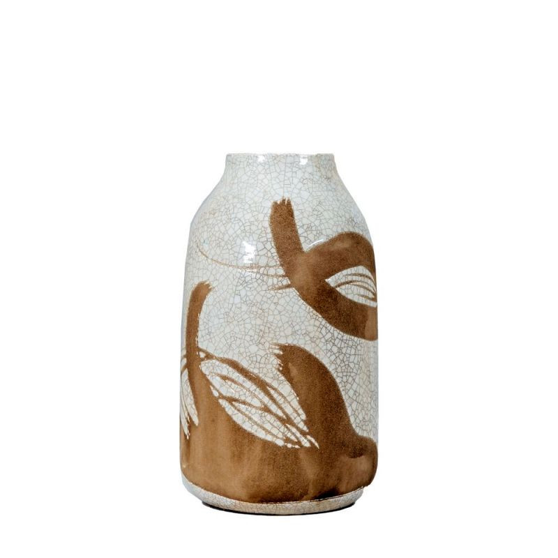 Endon Goya Vase Small Reactive White Brown 145x145x255mm -...