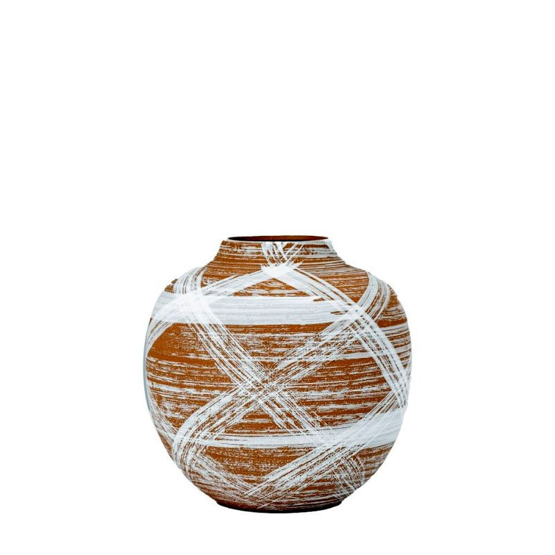 Endon Tarka Vase Small Reactive BrownWhite 185x185x185mm -...