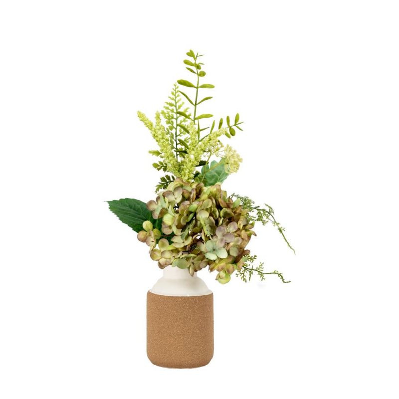 Endon Vase with Hydrangea Arrangemnt Green 250x180x430mm -...
