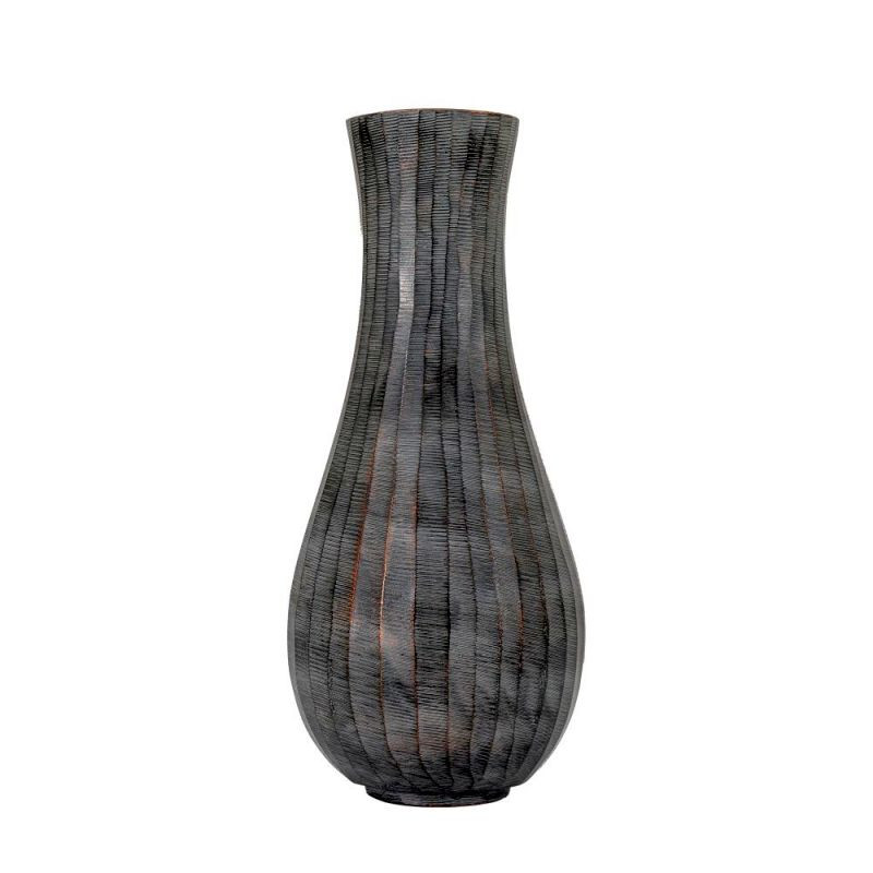 Endon Enya Fluted Vase Large Antique Grey 145x145x330mm - ...
