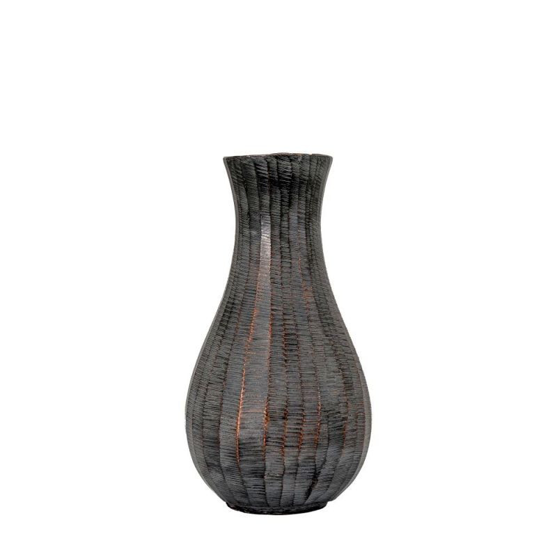 Endon Enya Fluted Vase Small Antique Grey 125x125x235mm - ...