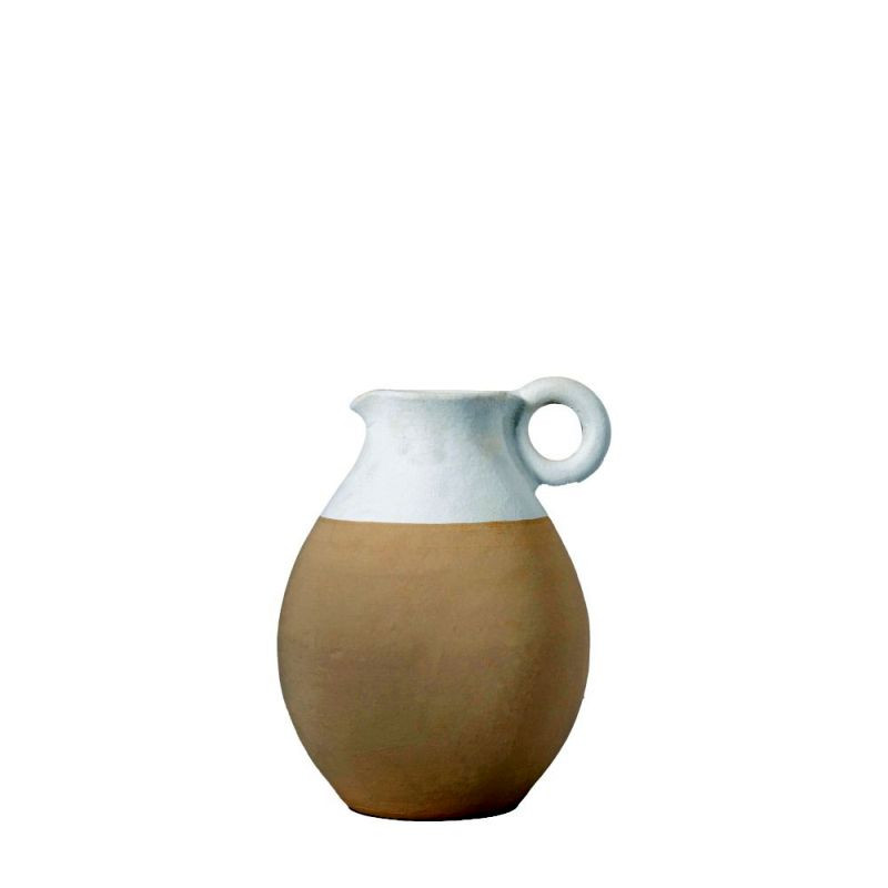 Endon Tinos Pitcher Vase Small White Natural D180x230mm - ...