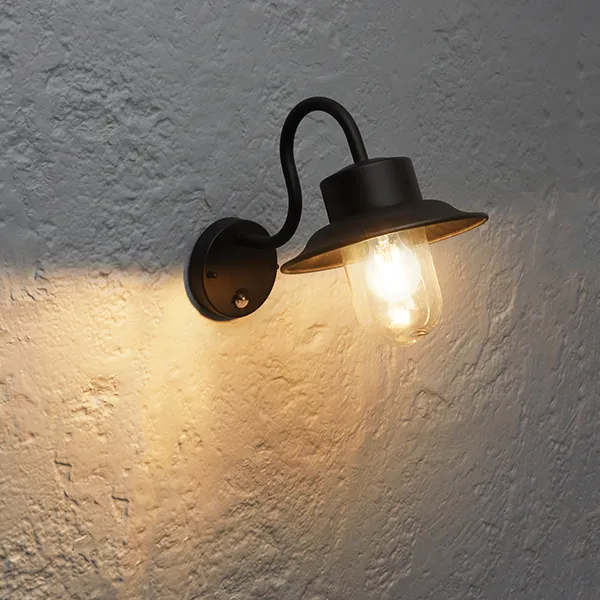 ENDON Chesham PIR Fali lámpa fém|üveg anyagú fekete festet...