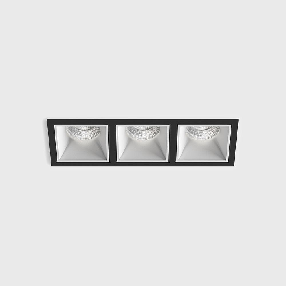 Ceiling recessed luminaire with frame CELL 3, L255mm, W90mm, H82mm, BRIDGELUX LED 3х9W, 3х924LM, 3000K, 45fok, CRI>90, 250 mA, IP 20, white/black color - LTX-01.20F3.30.930.BK