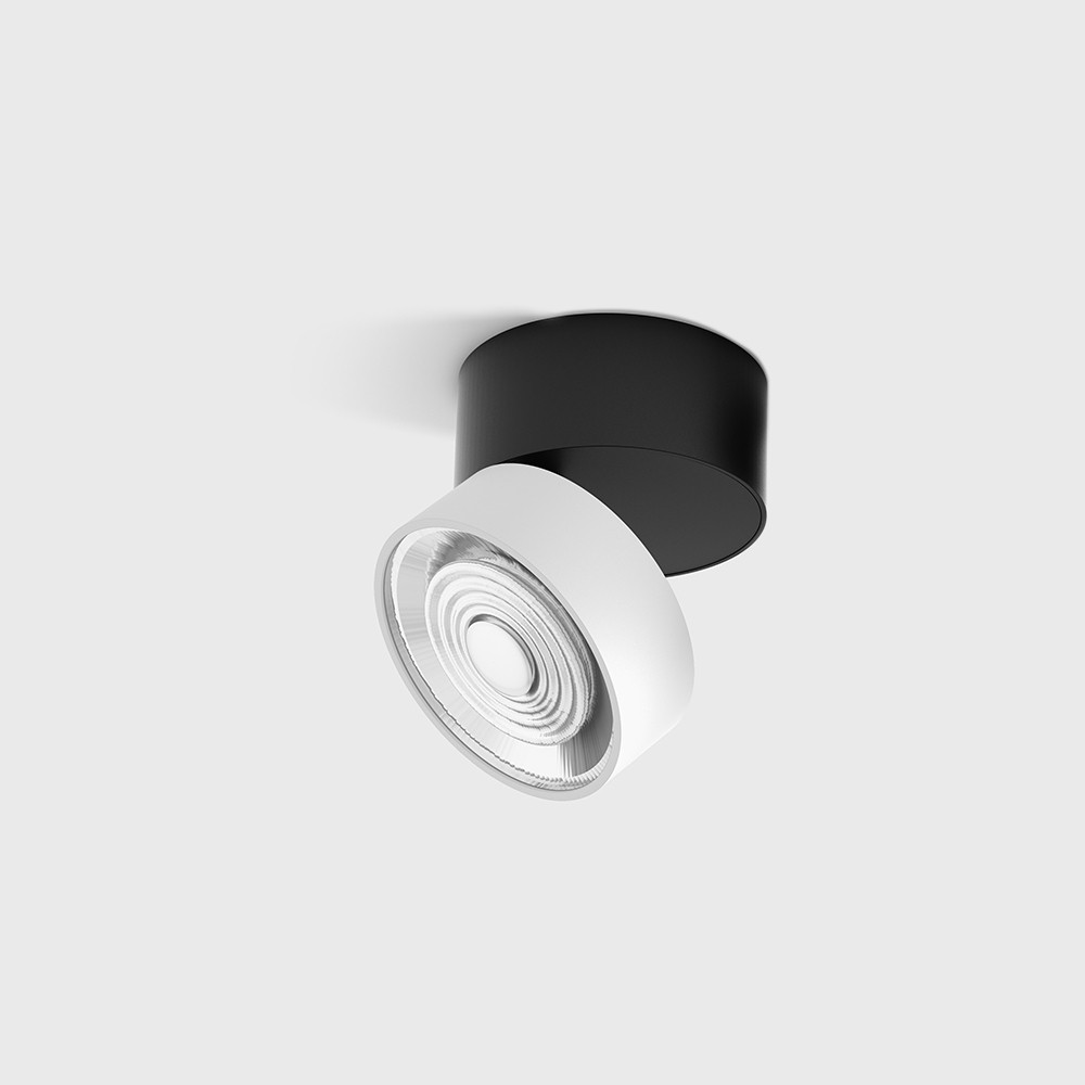 Surface mounted luminaire SOL SURF, D95mm, H78mm, 14 W, 1446 Lm, 4000K, 38fok CRI>90, 350 mA, IP 20, black/white color - LTX-02.9533.14.940.BK+SOL RING WHITE