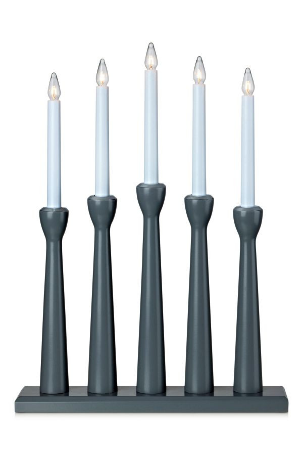 Markslöjd MÅSESKÄR 5 Candlestick Wood Grey E10 5x3W wood 36x49cm