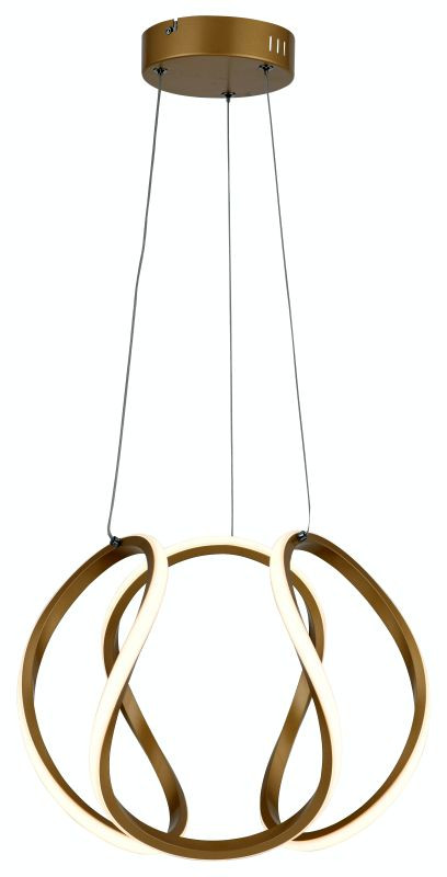 REALITY Clarence Pendant lightAlu. and silicon and IronPainting Gold finish40W LED incl.80lm/W CRI: ≧80 ; 2years warranty; A+4000K dimmable w remote controlOverall size:D350*1200mm