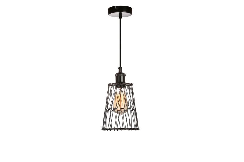 REALITY Cameleon 1Light Pendant Lampmetal shiny black1xE27 socket,~230v,Max 40W. Safty Class II,bulb not uncluded. Top Round Ceiling: Dia.10cm (Overall H.120cm)x1 deformable wire shade (shade 