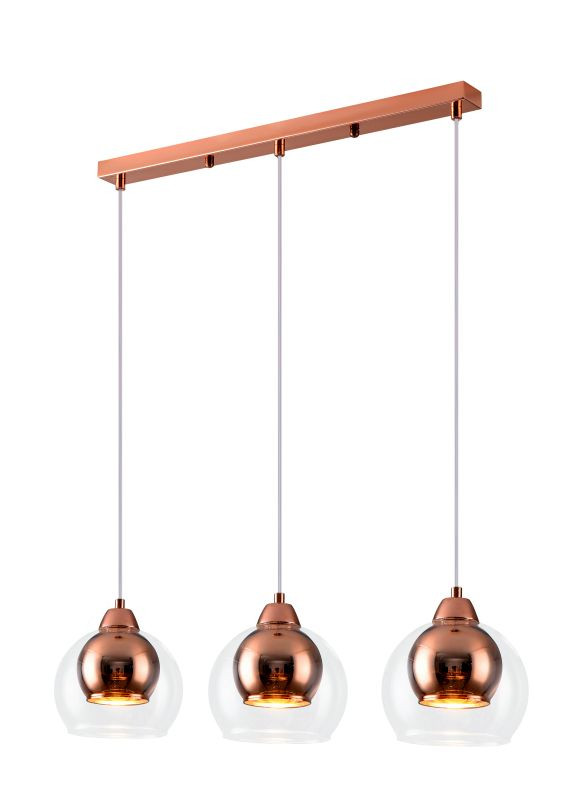 REALITY Clara 3lt Pendant lamp Rose gold Glass Shade color...