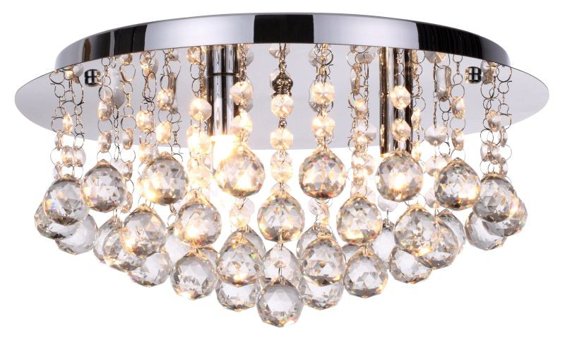 REALITY Loona Ceiling lamp Round chrome + clear Crystal 3x...