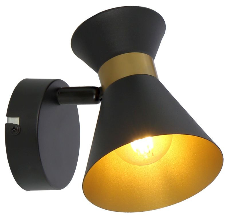 REALITY Breda 1lt spot1*E14 bulb not inclmetal shade matt black+golden insidesize:12*12*16cmcanopy:D8*H2.5cm,shade D10*H12cm